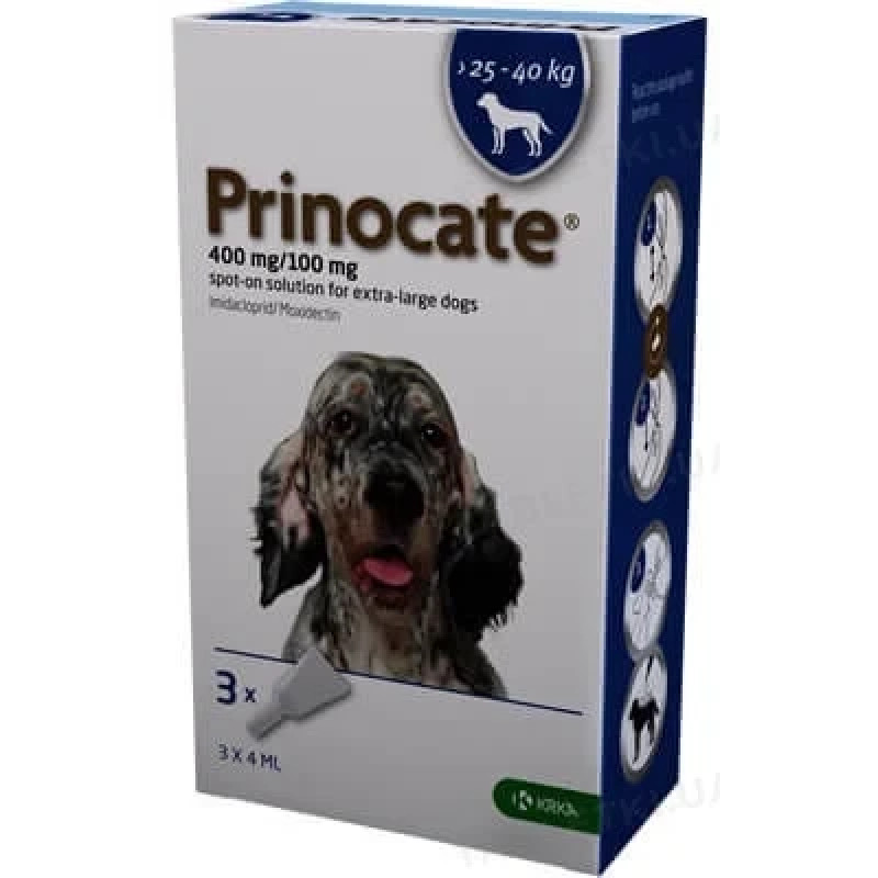 Краплі на холку Prinocat Спот-он від бліх та паразитів для собак вагою від 25 до 40 кг, 3 піпетки по 4 мл